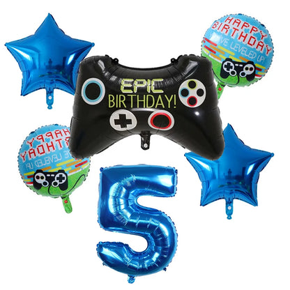 6Pcs Game Balloons Birthday Gamepad Foil Balloon Gaming Globos Number Balloon LAN Party Children's Boy Birthday Party Decoration