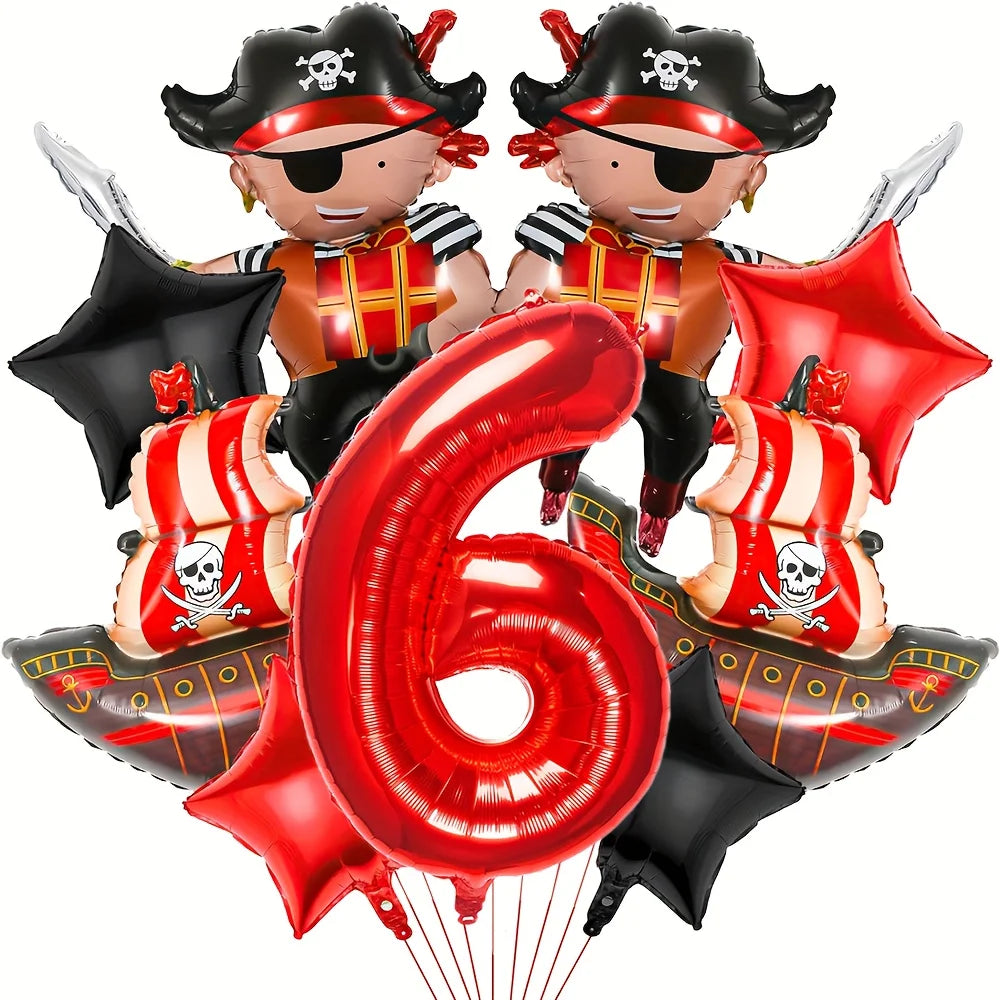 Ballons Anniversaire Pirate | Lot de 9 pièces