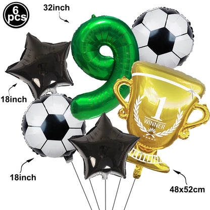 Soccer Birthday Decorations Soccer Ball Gold Trophy Red Blue Number Balloons Set Soccer Sports Theme Boy Birthday Party Decor