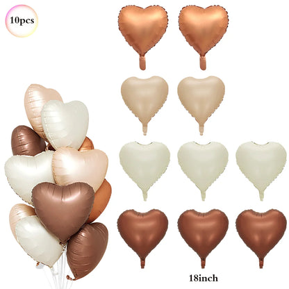 Ballon Chiffre Anniversaire Crème | Cœurs | Lot de 7 Pièces