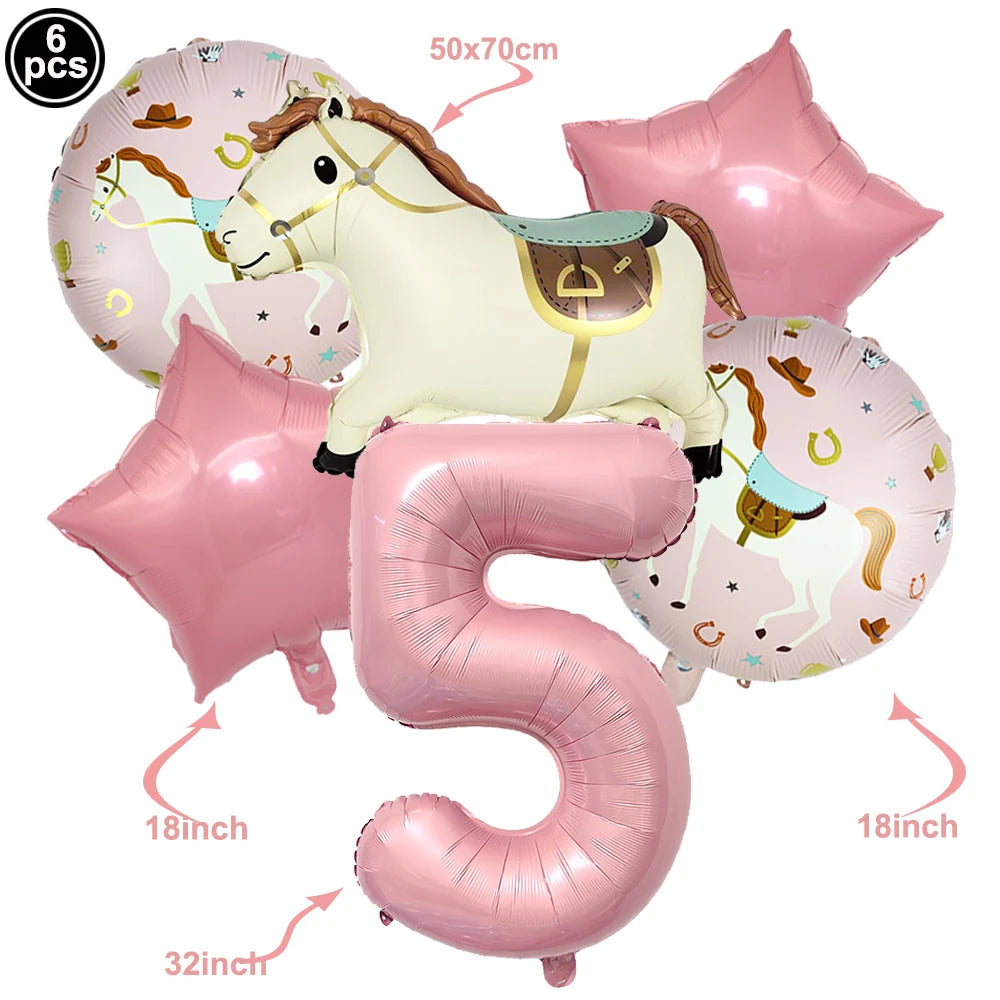 Horse Foil Balloon Set 18inch Horse Pattern Balloon Standing Pony Balloon Set Birthday Racing Horse Party Baby Shower Decoration