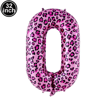 Ballon chiffre léopard rose | 32 pouces