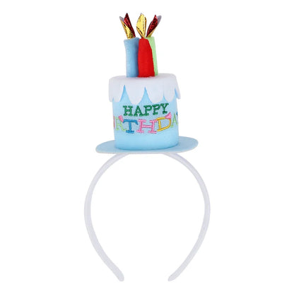 1Pc Cute Plush Happy Birthday Cake Headband With Colorful Candles Kids Birthday Party Photo Props Celebration Hair Accessories