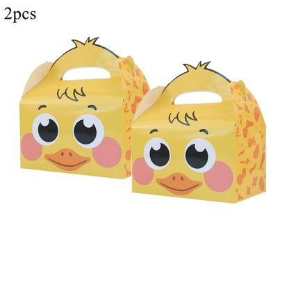 2PCS Cute Animal Paper Candy Boxes Cow Pig Biscuit Packaging Box Farmland Themed Birthday Party Supplies DIY Kids Gifit Bags