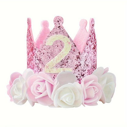 DIY 1st 2nd 3rd Birthday Crown Hat Handmade Accessories Baby One Happy Birthday Party Headband Hat Baby Shower Party Supplies
