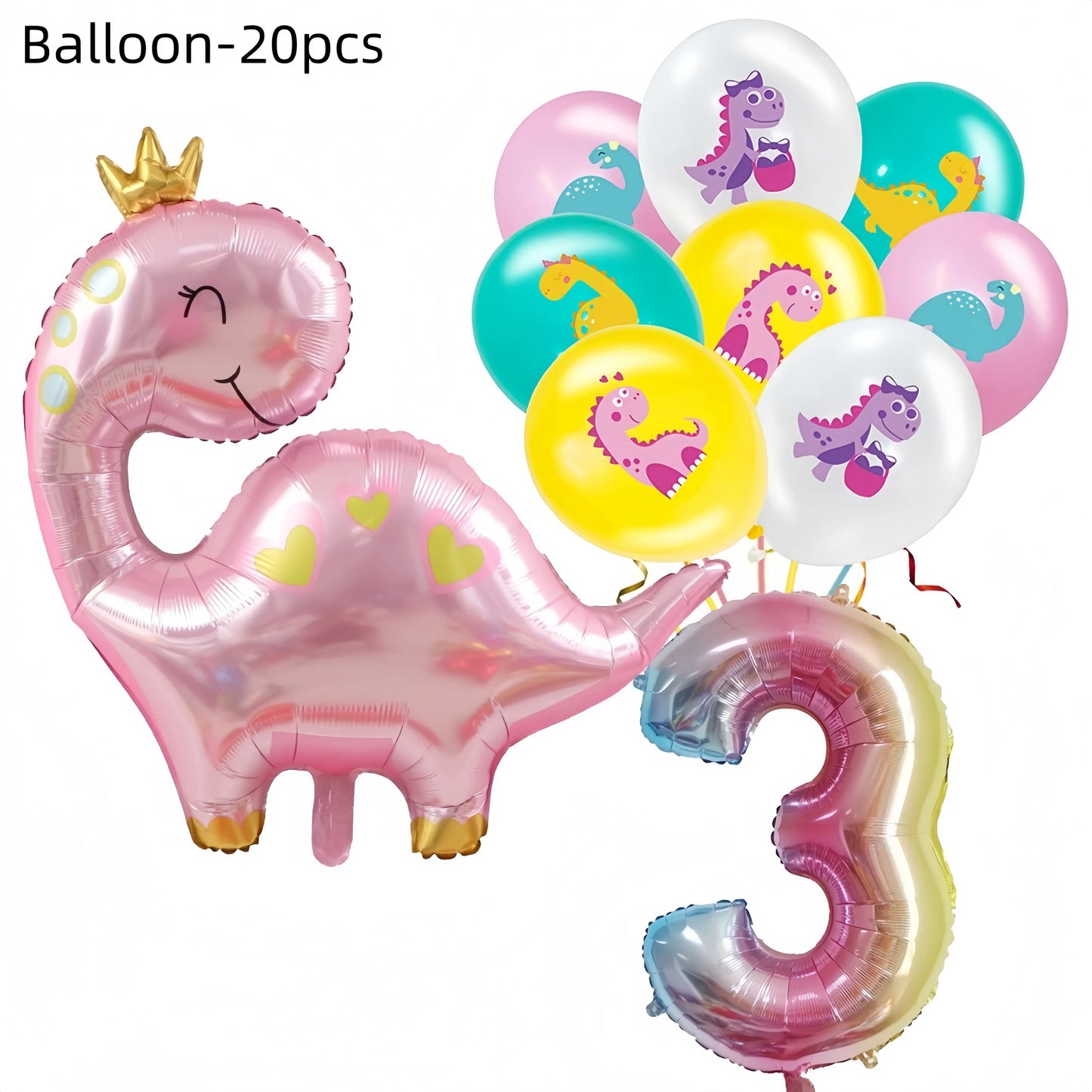 Pink Dinosaur Birthday Party Decorations Tableware Cup Plate Napkin 3D Dinosaur Balloon for Baby ShowerParty Supplies Favors