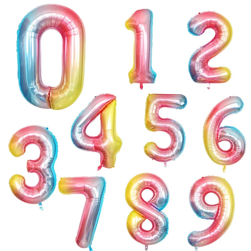 Ballon chiffre | Pastel multicolore | 40 pouces | 0 à 9