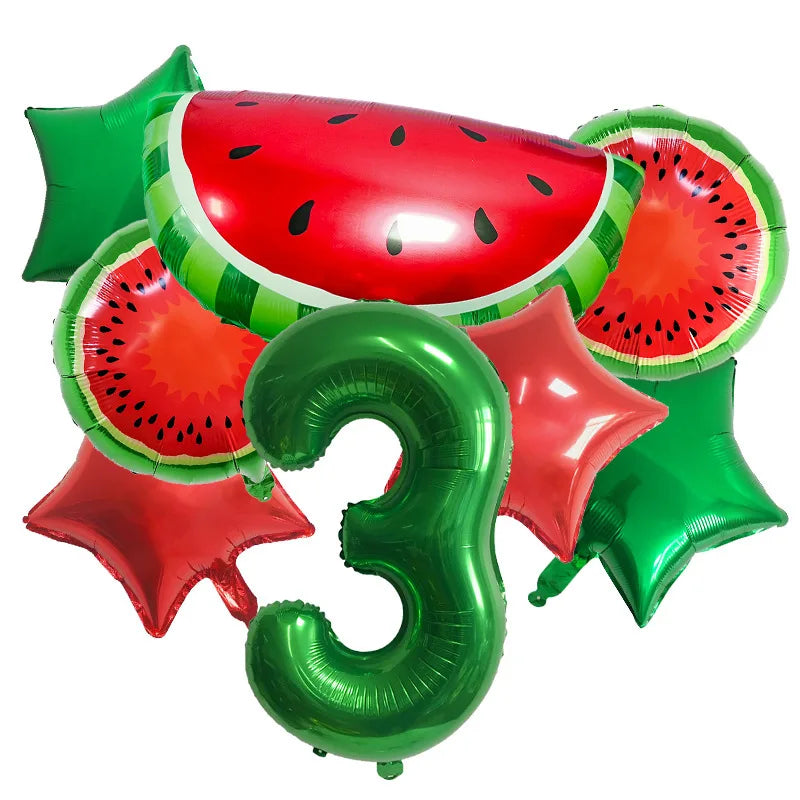 10Pcs New Summer Watermelon  Balloon Birthday Fruit Party Decoration Aluminum Film Balloon Set Party Balloon Decoration