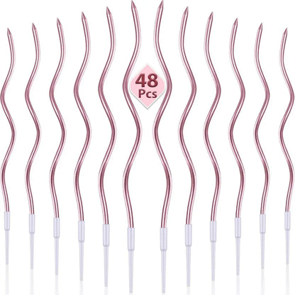 12/48pcs/1case Birthday Candles Spiral Cake Candles Long Thin Cake Candles For Wedding Party And Cake Decoration