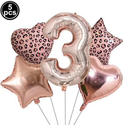 Ballon Chiffre Léopard Rose Gold | Lot de 5 Pièces