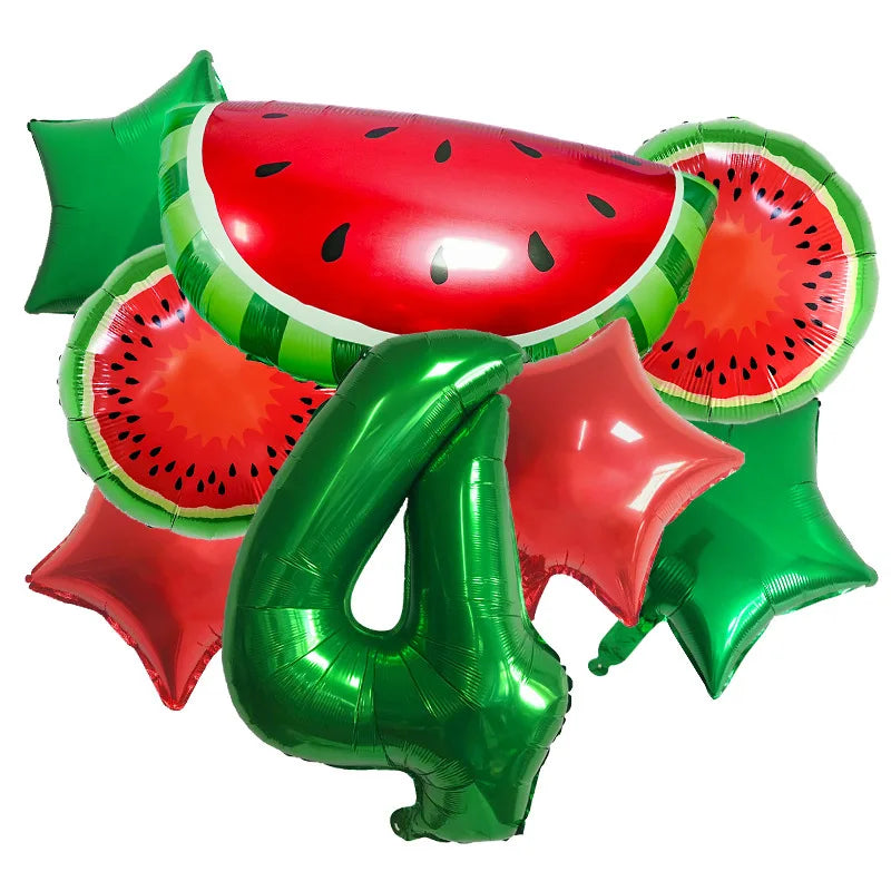 10Pcs New Summer Watermelon  Balloon Birthday Fruit Party Decoration Aluminum Film Balloon Set Party Balloon Decoration