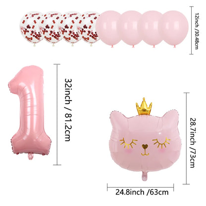 10pcs 32inch Number Cat Animal Foil Balloons Happy Birthday Decoration 1 2 3 4 5 6 7 8 9 Year Old Globos Supplies