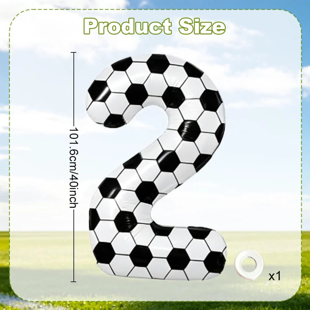 Black and white football digital balloon 0-9,40 inch giant digital balloon sports themed gift, birthday party anniversary decor