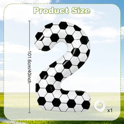 Black and white football digital balloon 0-9,40 inch giant digital balloon sports themed gift, birthday party anniversary decor