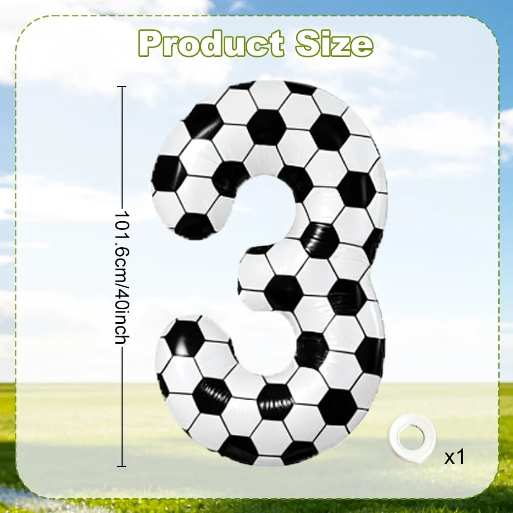 Black and white football digital balloon 0-9,40 inch giant digital balloon sports themed gift, birthday party anniversary decor