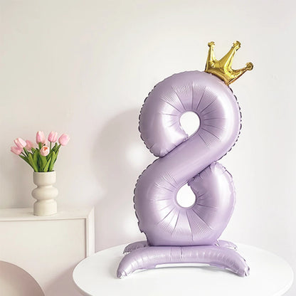 Standing matte purple crown digital aluminum foil balloon is suitable for birthday party interior decoration photo props