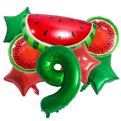 10Pcs New Summer Watermelon  Balloon Birthday Fruit Party Decoration Aluminum Film Balloon Set Party Balloon Decoration