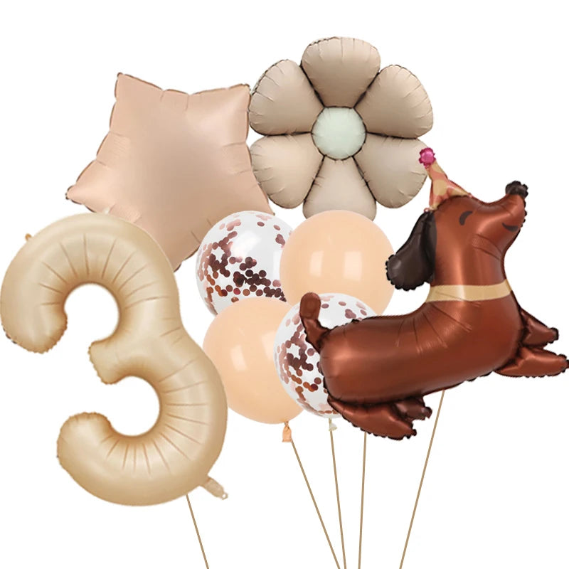 Ballon Anniversaire Chien | Lot de 8 Pièces