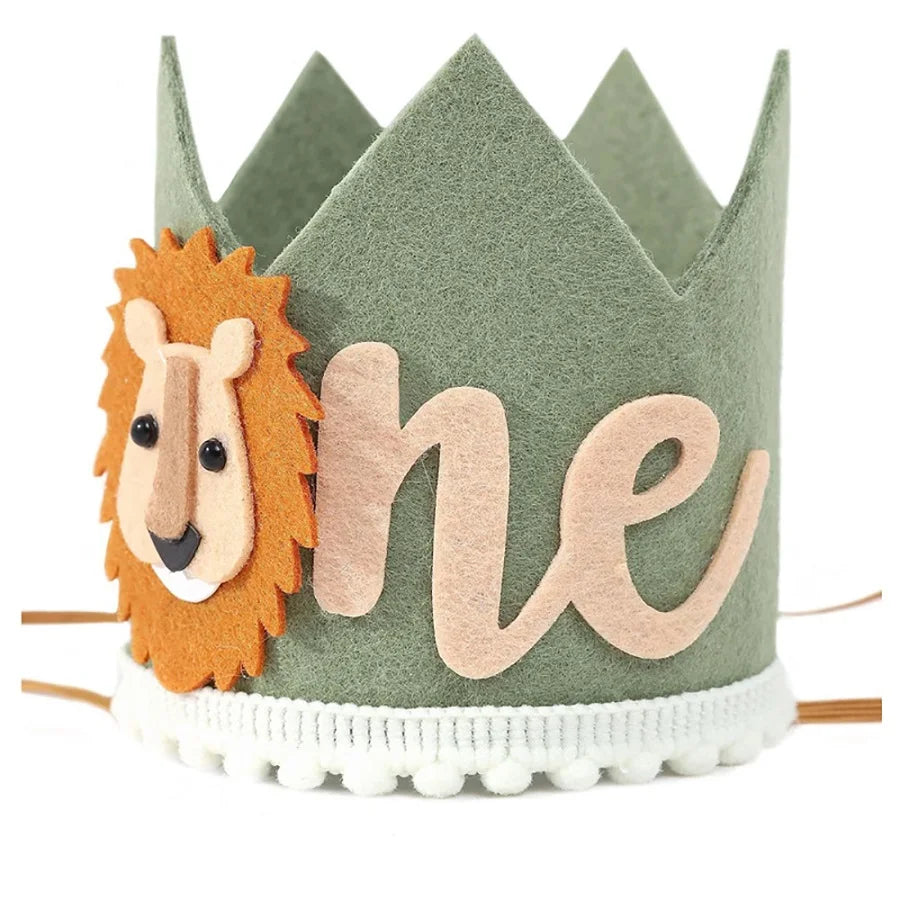 1Pc,Jungle Safari 1st Birthday Crown - Lion First Birthday Hat, Wild One Birthday Decoration, Safari 1st Birthday Decor