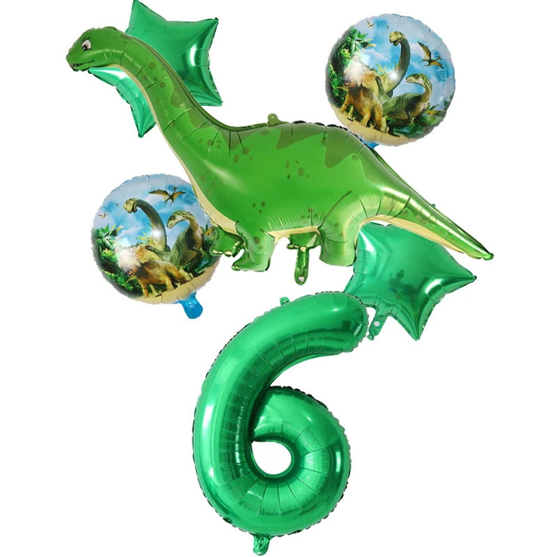 6Pcs Big Dinosaur Foil Balloons Blue Green Number Balloons Dinosaur Party Dino Theme Animal Birthday Party Decoration Kids Toy