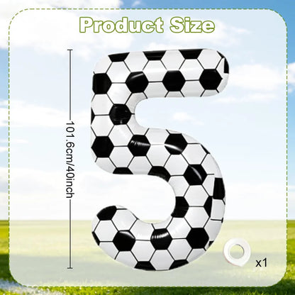 Black and white football digital balloon 0-9,40 inch giant digital balloon sports themed gift, birthday party anniversary decor