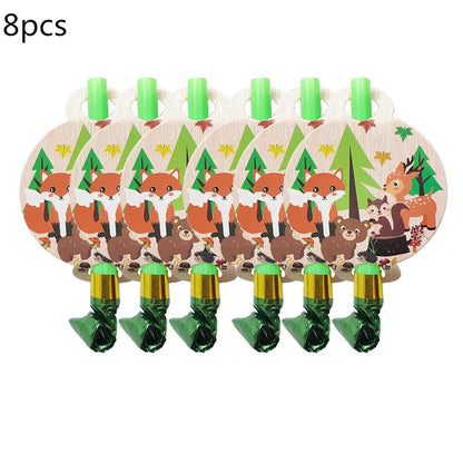 Jungle Theme Party Decor Supply Disposable Tableware Plate Banner Forest Animal Fox Hedgehog Balloon Baby Shower Kid Birthday