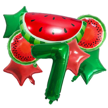 10Pcs New Summer Watermelon  Balloon Birthday Fruit Party Decoration Aluminum Film Balloon Set Party Balloon Decoration