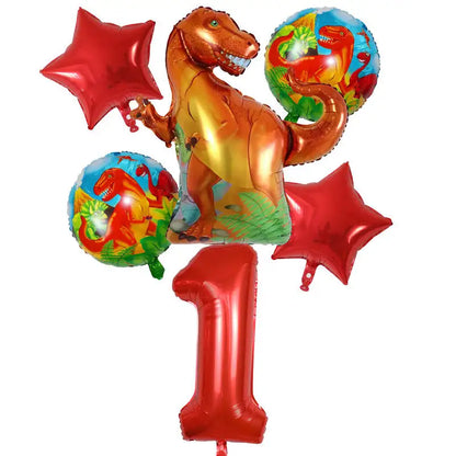 6Pcs Big Dinosaur Foil Balloons Blue Green Number Balloons Dinosaur Party Dino Theme Animal Birthday Party Decoration Kids Toy