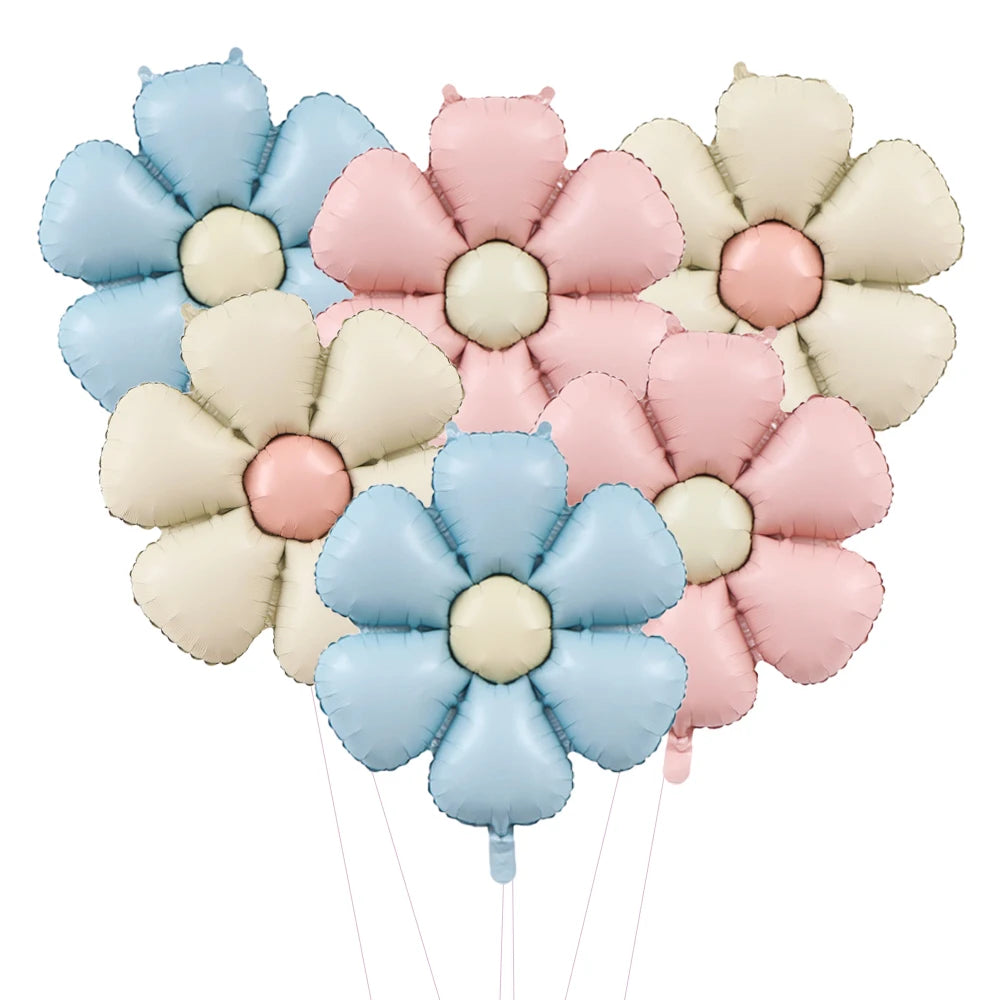 6pcs 50.5x40cm Matt Pink Candy Daisy Balloon Aluminum Foil Balloon Girl Baby Shower Birthday Party Wedding Decoration