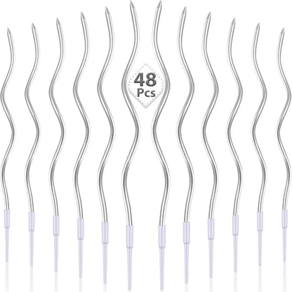 12/48pcs/1case Birthday Candles Spiral Cake Candles Long Thin Cake Candles For Wedding Party And Cake Decoration