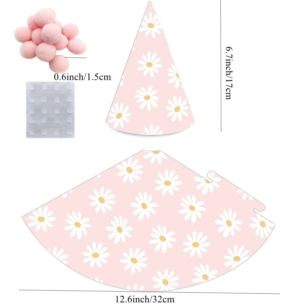6Pcs Daisy Party Hats Pink Green Flower Paper Hat For Baby Shower Daisy Themed Birthday Party Decorations Kids Gifts Supplies