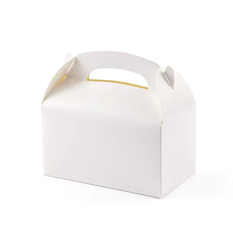 10/30/50PCS Handle Treat Box Biscuit Baking Paper Candy Cookie Box for Guests Birthday Party Pink Goodies Bag Packaging Favors