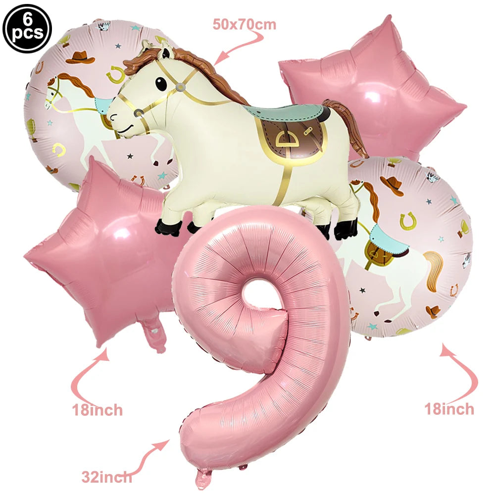 Horse Foil Balloon Set 18inch Horse Pattern Balloon Standing Pony Balloon Set Birthday Racing Horse Party Baby Shower Decoration