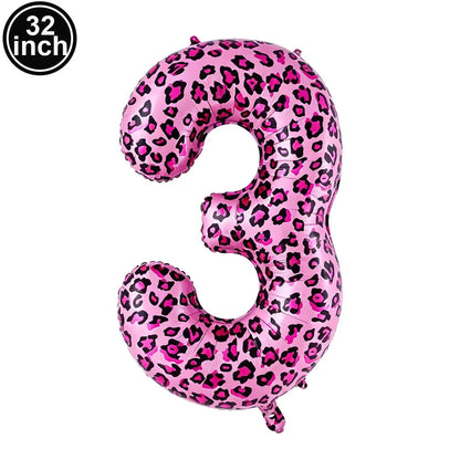 Ballon chiffre léopard rose | 32 pouces