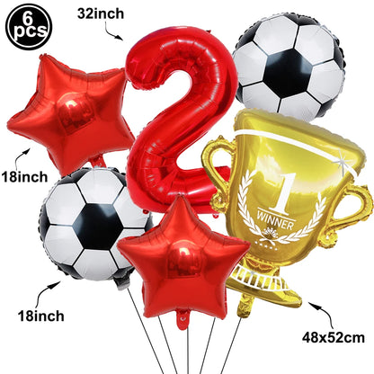 Soccer Birthday Decorations Soccer Ball Gold Trophy Red Blue Number Balloons Set Soccer Sports Theme Boy Birthday Party Decor