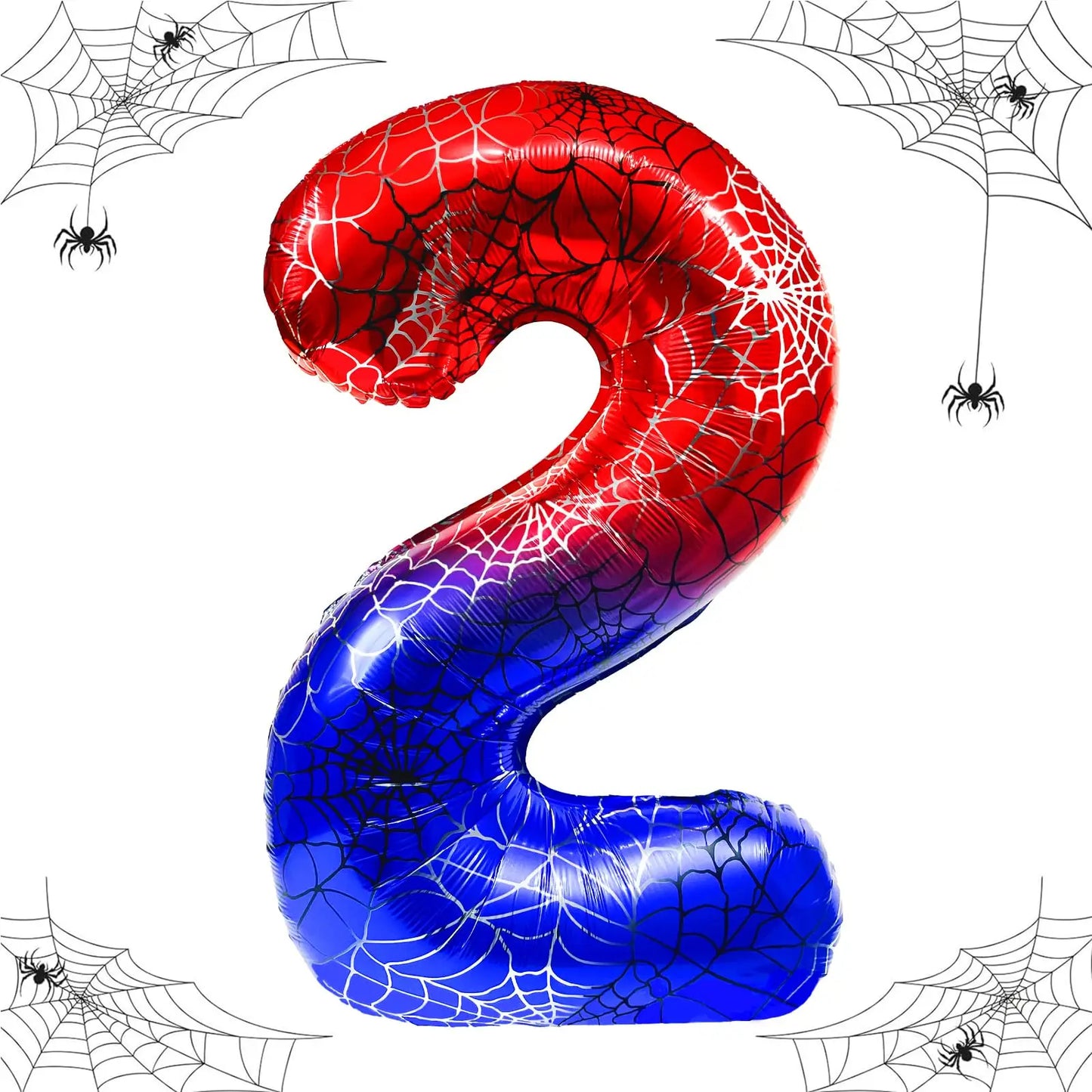 40 Inch Spider Theme Number 0-9 Foil Balloon Large Mylar for Kid Boy Movie Lover Birthday Party Anniversary Decoration Supplies