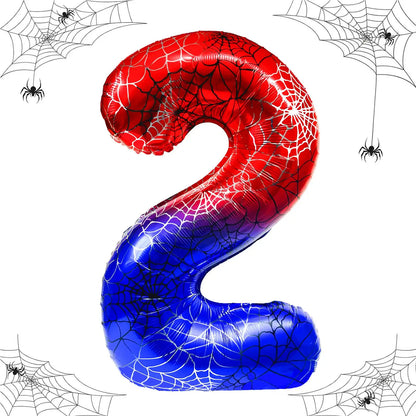 40 Inch Spider Theme Number 0-9 Foil Balloon Large Mylar for Kid Boy Movie Lover Birthday Party Anniversary Decoration Supplies