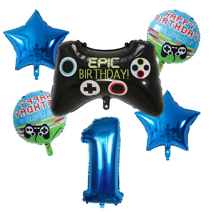 6Pcs Game Balloons Birthday Gamepad Foil Balloon Gaming Globos Number Balloon LAN Party Children's Boy Birthday Party Decoration