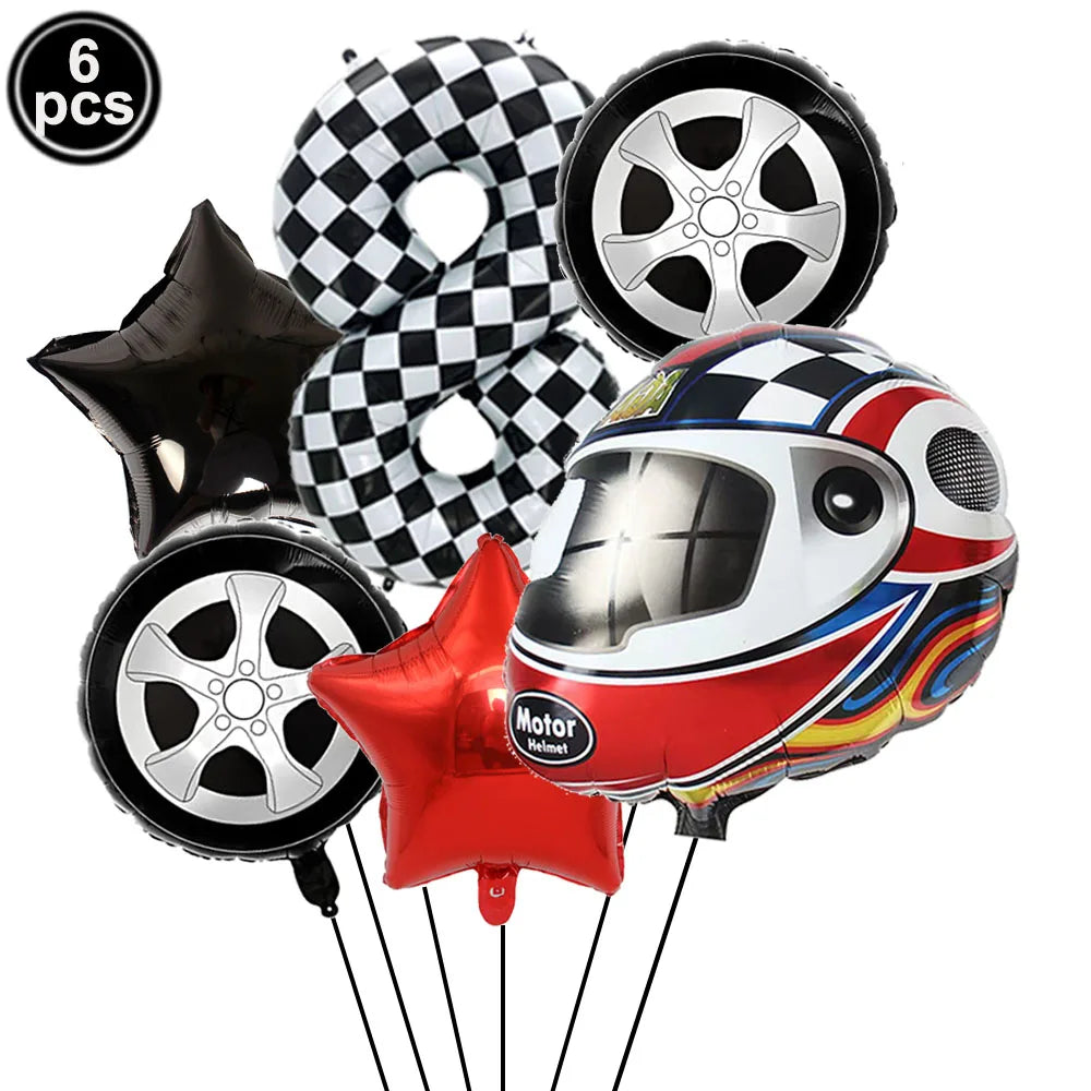 Ballons anniversaire | Thème Casque de Moto | 6 pièces
