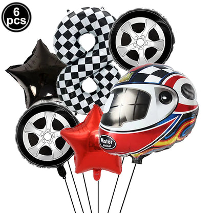 Ballons anniversaire | Thème Casque de Moto | 6 pièces