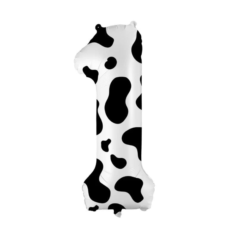 Cow Print Number Balloon 40Inch Cow Themed Kids Birthday Party Supplies Decoration Cowgirl Farm Baby Shower Wedding