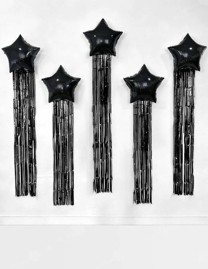 Five pointed star balloon and tassel rain curtain set for birthday parties, weddings, showers, party decorations