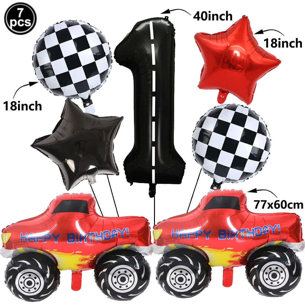 1set Monster Truck Balloons 40inch Number Balloon Set Monster Truck Birthday Balloon Baby Shower Race Car Party Decor Supplies