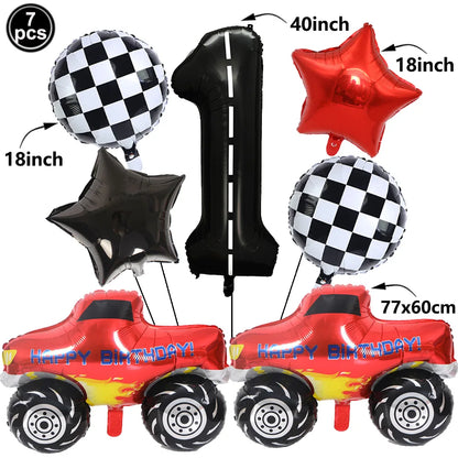 1set Monster Truck Balloons 40inch Number Balloon Set Monster Truck Birthday Balloon Baby Shower Race Car Party Decor Supplies