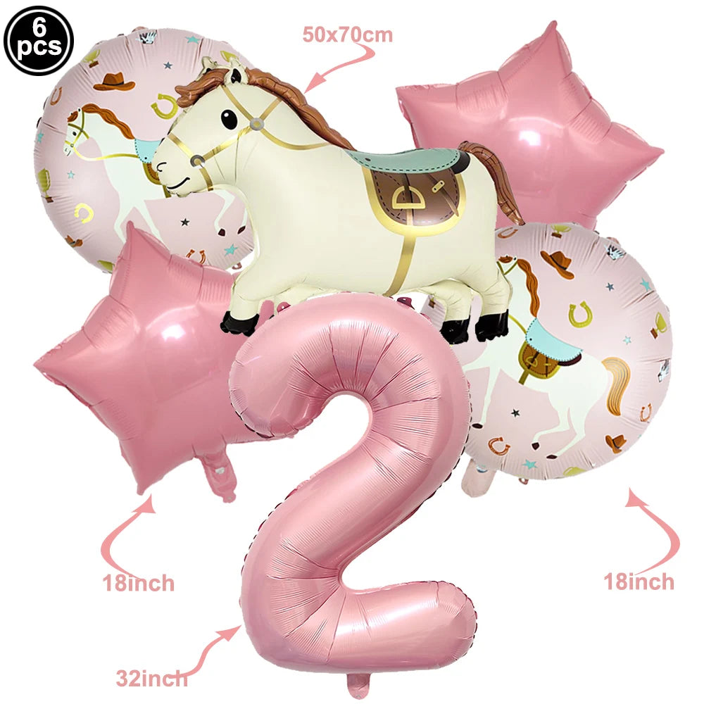 Horse Foil Balloon Set 18inch Horse Pattern Balloon Standing Pony Balloon Set Birthday Racing Horse Party Baby Shower Decoration