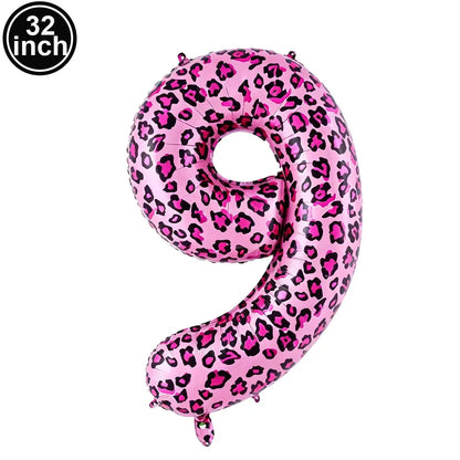 Ballon chiffre léopard rose | 32 pouces