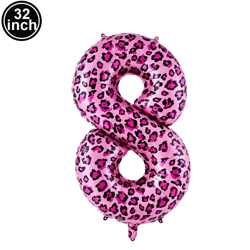 Ballon chiffre léopard rose | 32 pouces