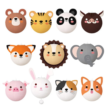 1pcs/25cm Cartoon Animal Paper Lantern Ball Lanterns Wholesale Kindergarten Handmade DIY Shop Decoration Birthday Ornaments