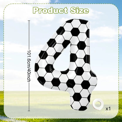 Black and white football digital balloon 0-9,40 inch giant digital balloon sports themed gift, birthday party anniversary decor