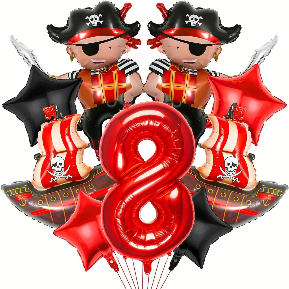 Ballons Anniversaire Pirate | Lot de 9 pièces